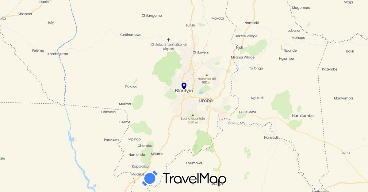 TravelMap itinerary: driving in Malawi (Africa)